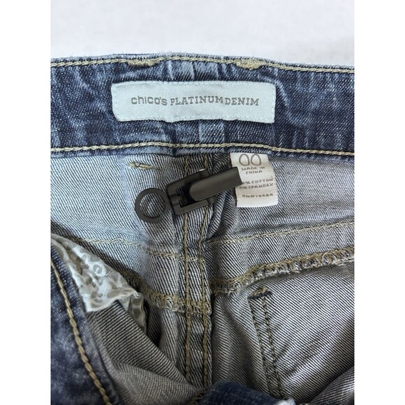 Chicos Platinum Stretch JEANS -  Womens Size 00 - Straight Leg Dark Wash - Picture 6 of 8